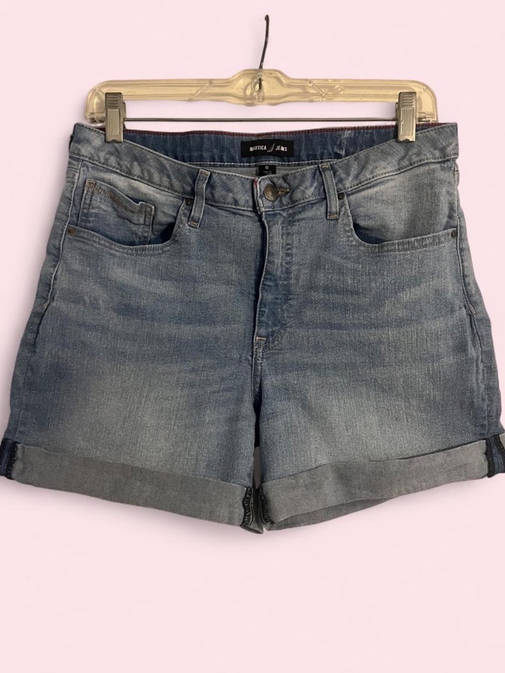 Nautica Blue Denim Roll-Cuff Shorts